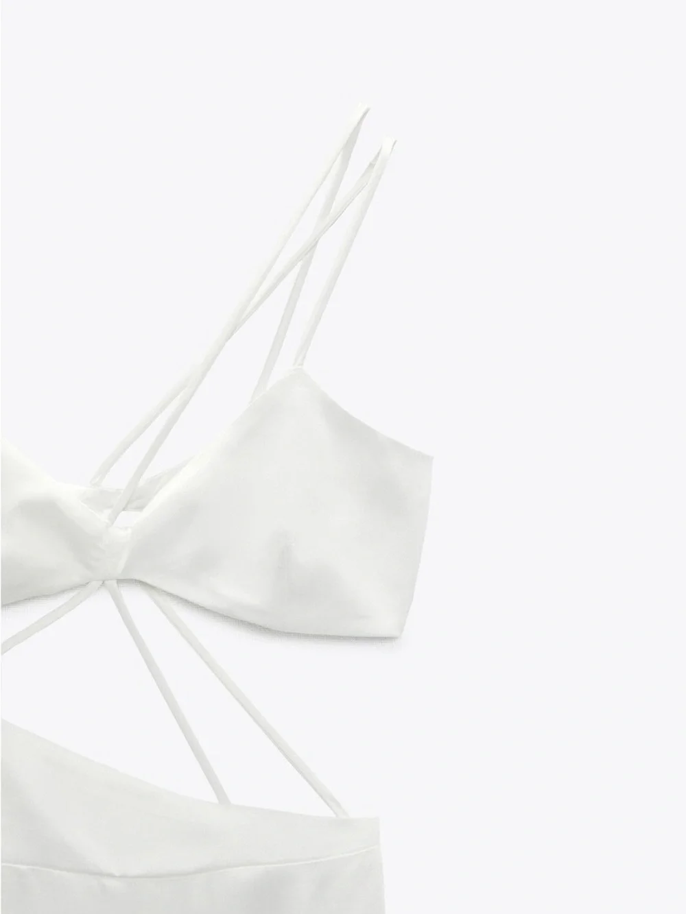ZARA WOMAN WHITE SATIN EFFECT CUT OUT DRESS - Picture 9 of 9
